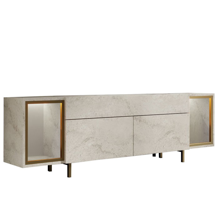 Hanah Home Zenith - Soporte para TV Travertino y Oro Hanah Home Zenith - Soporte para TV Travertino y Oro